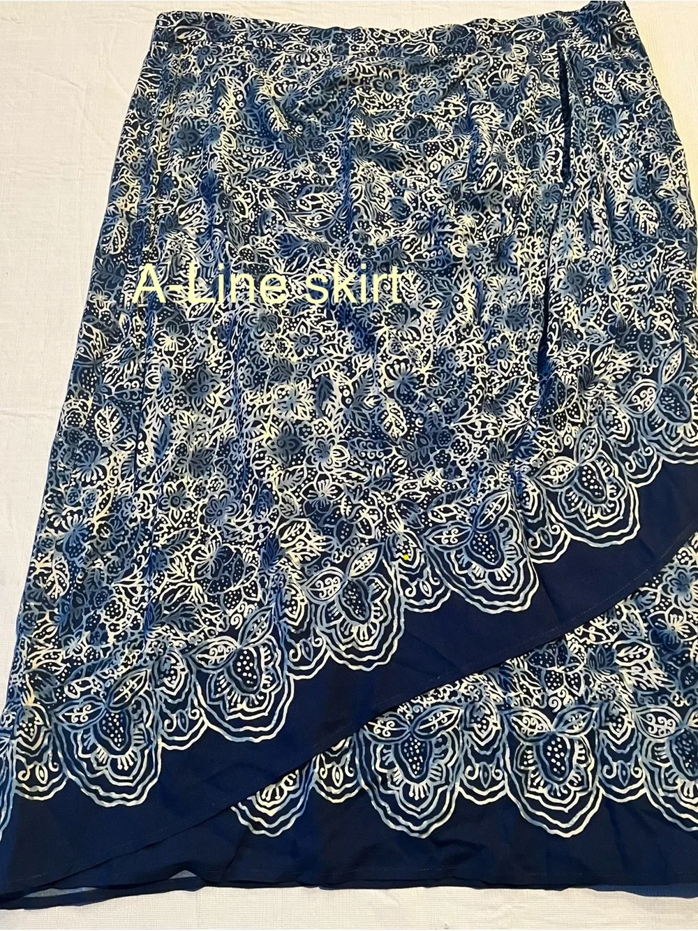 Navy, Cream and White Batik Skirt with Flowing Silhouette